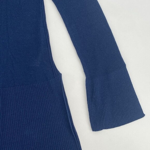 Free People Side Slit Bell Sleeve Tunic Top Size XS Blue Knit Rayon Boho - Picture 6 of 12